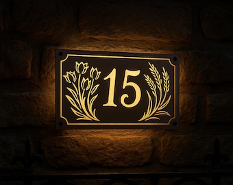 Custom Metal House Number Sign | Artistic Laser Cut Design | Modern Outdoor Personalized Plaque