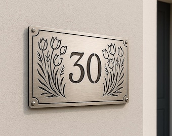 Custom Metal House Number Sign | Artistic Laser Cut Design | Modern Outdoor Personalized Plaque