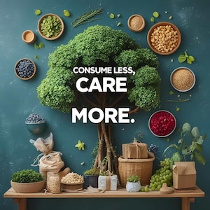 Consume less, care more Print Eco Quote Wall Art, Earth Day Decor, Sustainable Living Poster, Environmental Awareness Printable
