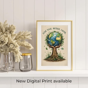 Love your mother, Earth Print Eco Quote Wall Art, Earth Day Decor, Sustainable Living Poster, Environmental Awareness Printable