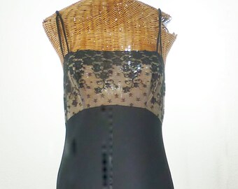 Glydons of Hollywood Nightgown Illusion Lace Bodice Floor Length