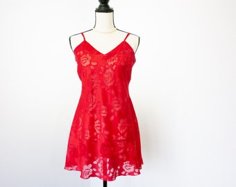Victoria's Secret Lace Short Nightgown Corset Cross Back Red NOS Medium
