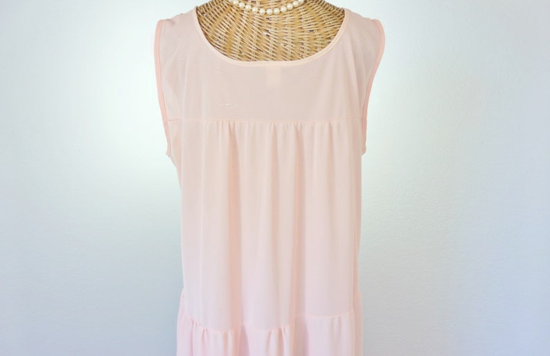 Vintage Pink Tiered Nightgown Ladies TALL 4-Gore Panel 60s Large