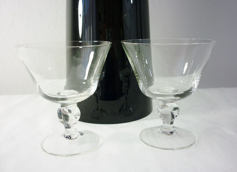 Modernist Russel Wright Pair Twist Stemware Imperial Glass Co 1950s