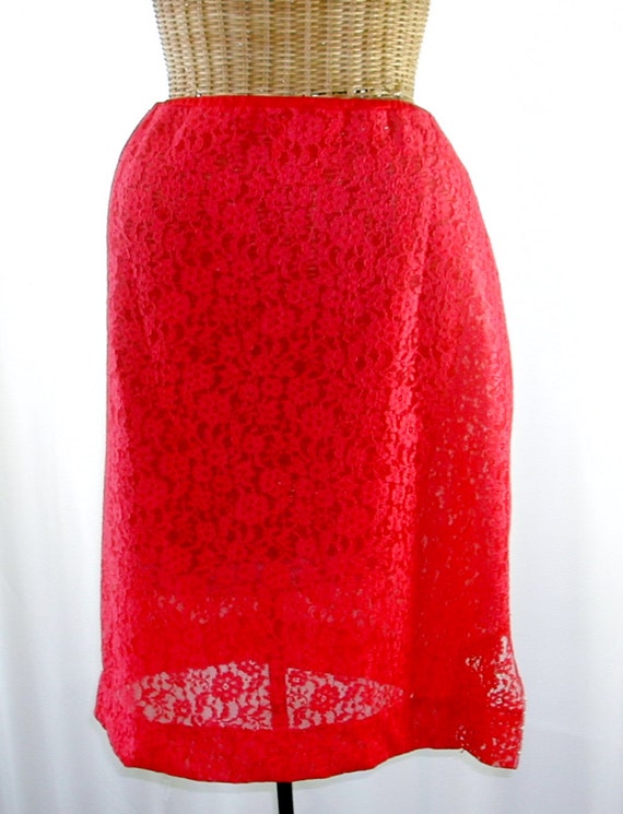 Van Raalte Lace Slip Valentine Red 1950s Size Smal