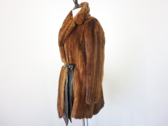 Einbender Mink Fur Coat Leather Belted Jacket 198… - image 4