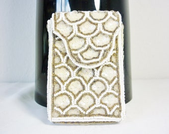 Silk Sequin Case Off White Fully Lined Fold Over Closing 1905s