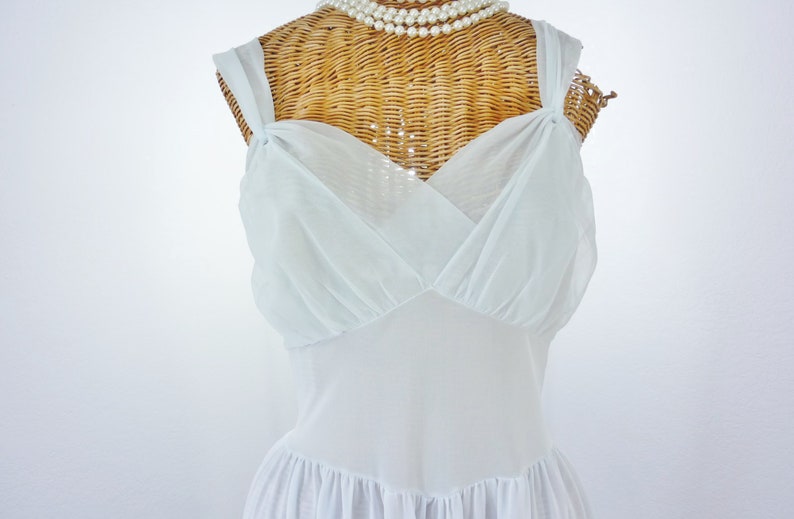 Gotham Gold Stripe Mrs Maisel Blue Chiffon Nightgown Unworn 50s