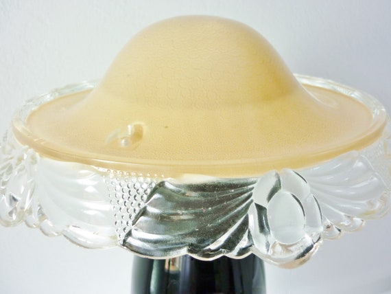 Antique Art Deco Glass Dome Ceiling Light Cover Three Hole 10