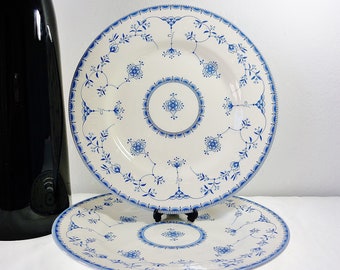 Queen's, Ingrid Bone China Dinner Plates 10 3/4" Set of (2) Blue White