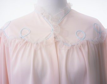 Vanity Fair Bed Jacket Pink 1950s Lasso Rope Design Mint