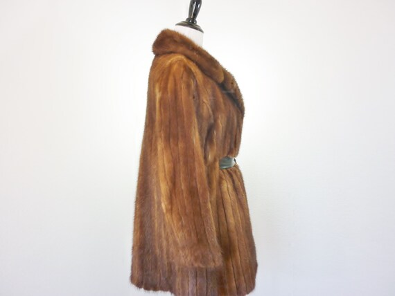 Einbender Mink Fur Coat Leather Belted Jacket 198… - image 3