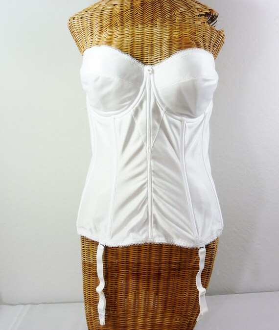 Vintage Corset Bustier 40C White NOS Removable Gar