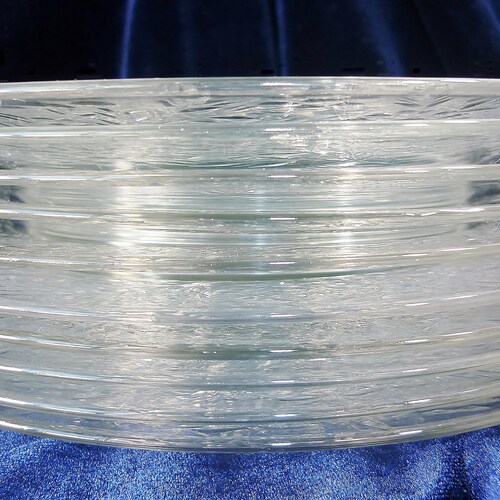 1930s Plates (10) Needle Etched Libbey Rock Sharpe Excellent shops Condition