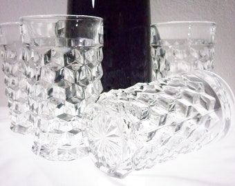 Fostoria Iced Tea Tumblers Cube Rock Crystal 12 Ounce Flat Star Bottom