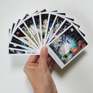 Celestial Egyptian Zodiac Art Set of 12 Mini-Prints Artist Trading Cards image 1