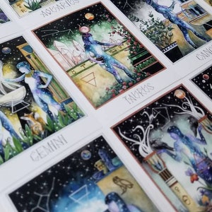 Celestial Egyptian Zodiac Art Set of 12 Mini-Prints Artist Trading Cards image 3