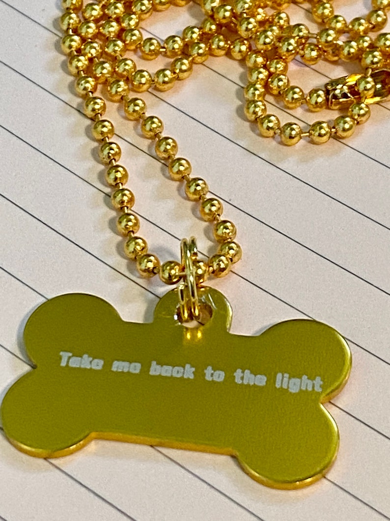 GOLDEN SONG Engraved necklace with Gold Colored Ball Chain 24