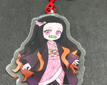 Nezuko Kamado Acrylic Keychains (2 poses) – Demon Slayer: Kimetsu no Yaiba – Double-Sided 3" Charms. Anime