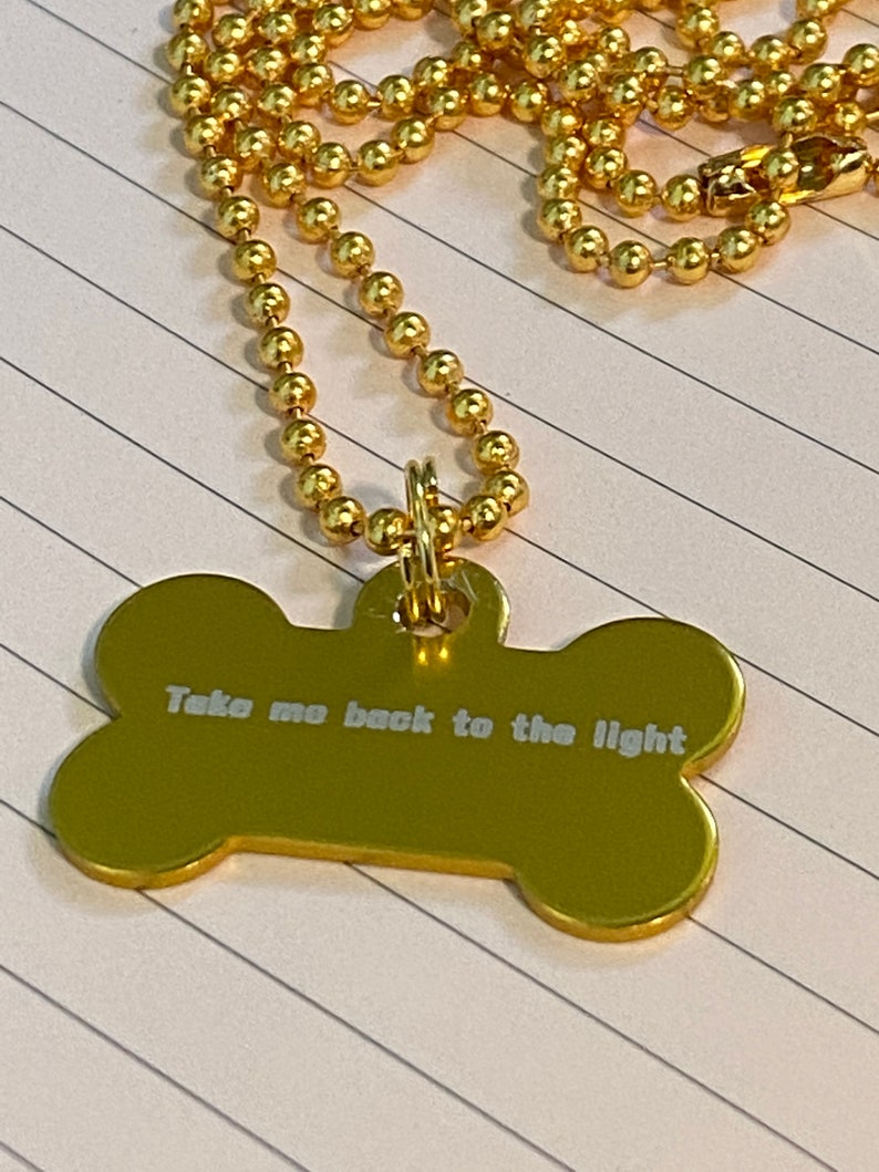 GOLDEN SONG Engraved necklace with Gold Colored Ball Chain 24
