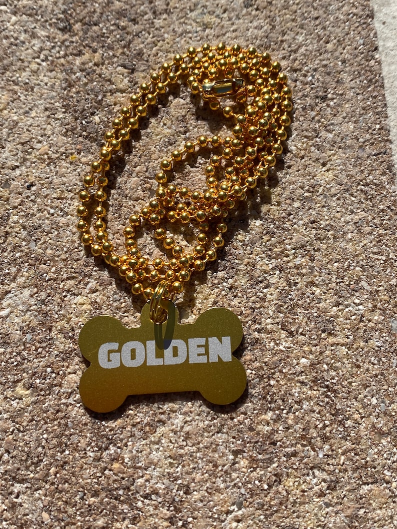 GOLDEN SONG Engraved necklace with Gold Colored Ball Chain 24