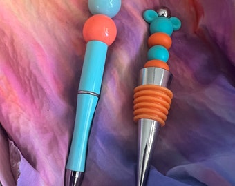 Fins Fans  Mom, Dad or Grad Teal Orange Wine Stopper Custom Pen Dolphins Mickey  FREE Shipping for Holidays