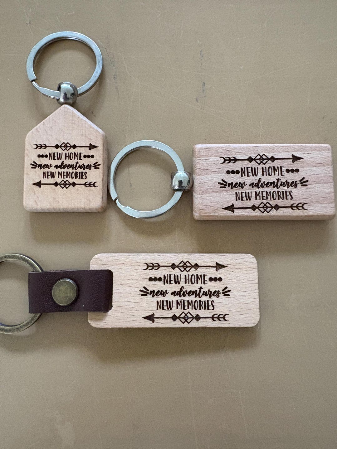 Custom Wood Engraved Key Chains 3 Sizes New Home or Party Favors Bulk ...