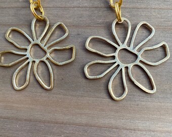 Sunflower Earrings Raw Brass Sunflower One Year of Fine Line Harry