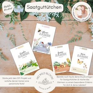 Modello di stampa della bustina di semi | Bustine di semi | Fiori, erbe aromatiche, verdure e semi fatti in casa | Regala | Giardino | Fai da te | Case vacanze | digitale