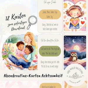 Achtsamkeitskarten für Kinder zum Ausdrucken | Abendroutine | Dankbarkeit | Printable Affirmationskarten Boho-Stil
