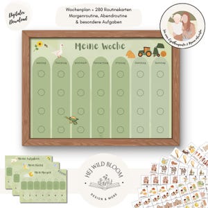 Wochenplan für Kinder | Routinenplan | Bauernhof | zum Ausdrucken | Pädagogik | Montessori | Familienalltag | Struktur | ADHS | Autismus