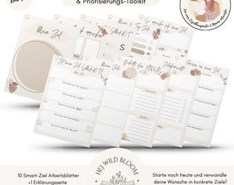 Digital SMART Goal Visualization and Prioritization Toolkit | Template | Worksheets | Therapy | Personal Development | beige