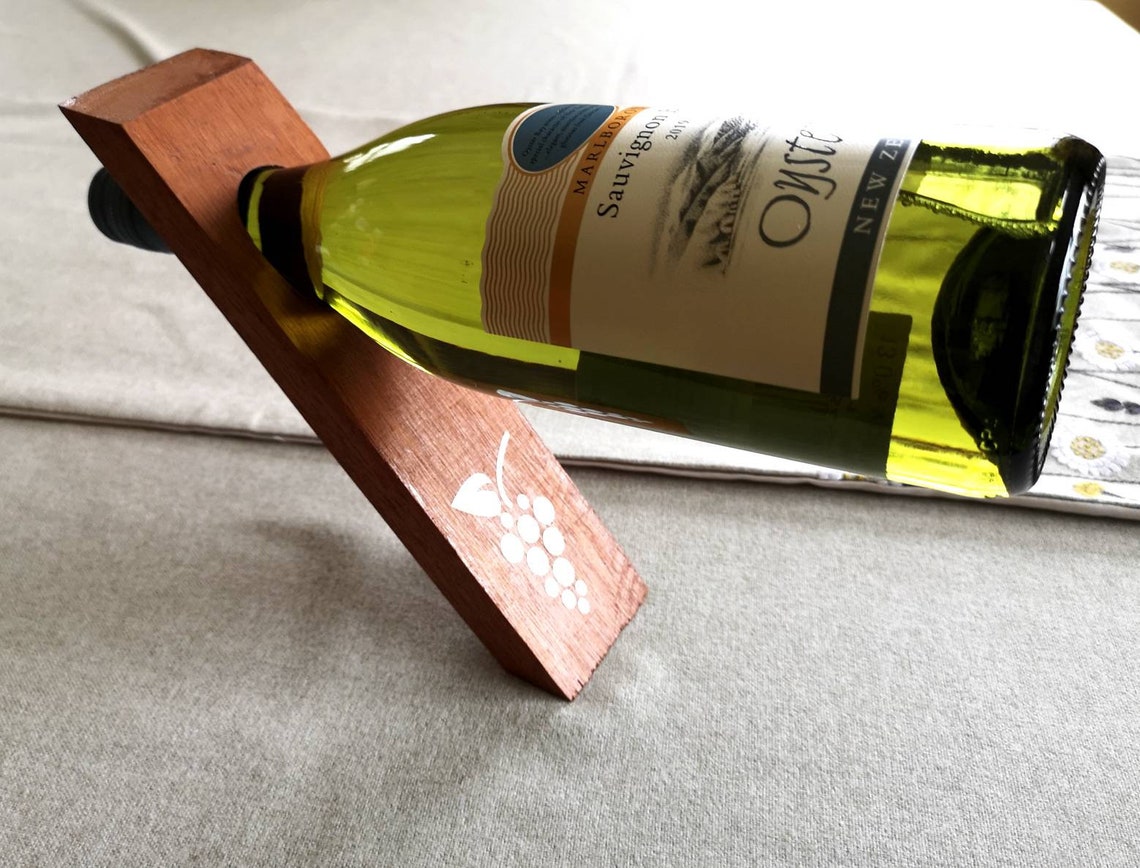 Wine bottle mahogany wooden balance holder balancing wine Etsy