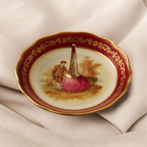 Ein atemberaubender französischer Limoges-Porzellanring und Schmuckhalter mit wunderschönem Muster