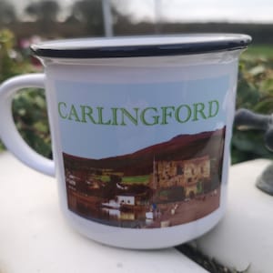 Carlingford Ireland Mug – Handmade Coffee Tea Cup Perfect Gift Idea Camping Style Heavy Duty Ceramic Coated Dishwasher Microwave Safe