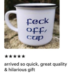 Quality ceramic mug for tea and coffee  - unique father ted design - microwave and dishwasher safe choice of font colour father ted coaster