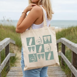 Scuba Diving Gift Tote Bag, Reusable Grocery Tote Bag, Dive Master Marine Biologist Ocean Lover Gift for Her Gift for Diver Summer Beach Bag