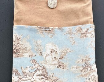 Funda de tela para libros, funda acolchada, protector de bolsillo delantero, bolsa de material reciclado, estilo francés, estilo coquette, accesorio de lectura, regalo