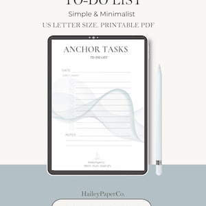Lista de Tarefas Anchor | Planejador de Tarefas para Imprimir com Tema Oceano | Lista de Verificação Diária Minimalista | Download Instantâneo em PDF | HaileyPaperCo