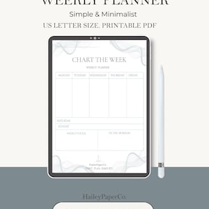 Planeje a Semana | Planejador Semanal para Imprimir | Página de Produtividade Inspirada em Mares Calmos | Layout Costeiro de 7 Dias