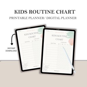 Tabla de rutinas para niños: Registro semanal de hábitos, PDF editable (descarga digital)