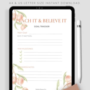 Peach Zieltracker: Planer für persönliches Wachstum (PDF-Download 8,5 x 11 in