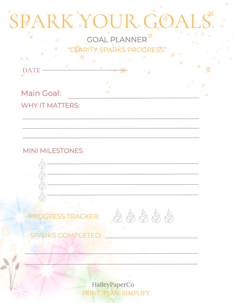 Printable Goal Setting Worksheet: Mini Milestones & Progress Tracker ...
