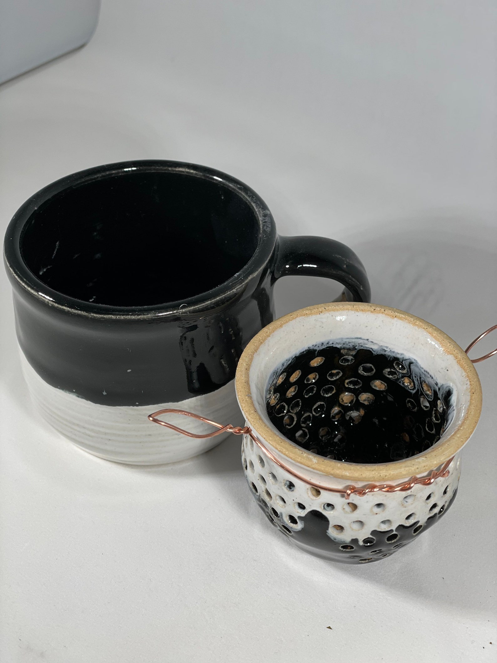 Black and white tea cup with mug | Etsy