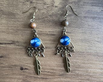 Boho Indigo Ohrringe – Handgefertigter Tribalschmuck