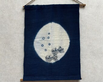 Indigo Fish Wall Hanging – Handcrafted Textile Art