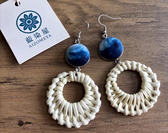 Handgefertigte Boho Rattan Hoop Ohrringe