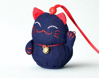 Indigo Lucky Cat Charm