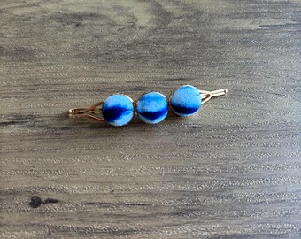 Indigo Stoff Knopf Haarspange