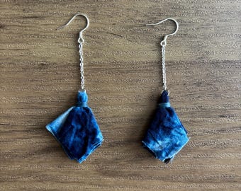 Indigo Stoff Ohrringe